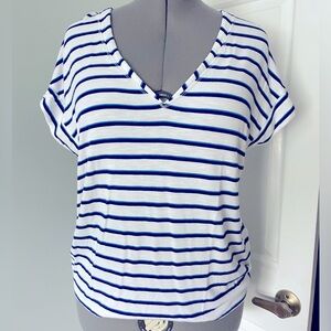WHBM White House Black Market Power Tee blue stripe Large